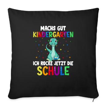 Schulkind Einschulung Dino Schulstart Schule - Sofakissenbezug 45 x 45 cm - Schwarz - Vorne
