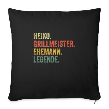 Heiko Grillmeister Ehemann Vorname Grillen - Sofakissenbezug 45 x 45 cm - Schwarz - Vorne