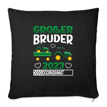 Großer Bruder 2023 Traktor Schwangerschaft - Sofakissenbezug 45 x 45 cm - Schwarz - Vorne