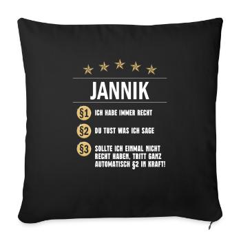 Jannik Habe immer Recht Namenstag - Sofakissenbezug 45 x 45 cm - Schwarz - Vorne