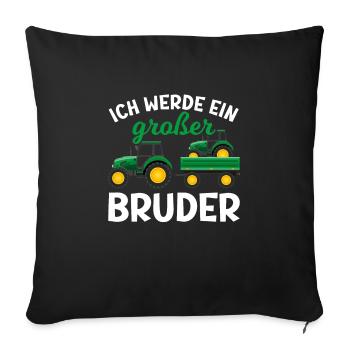 Großer Bruder 2023 Traktor Schwangerschaft - Sofakissenbezug 45 x 45 cm - Schwarz - Vorne