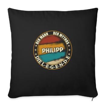 Philipp Vorname Name Geburtstag - Sofakissenbezug 45 x 45 cm - Schwarz - Vorne