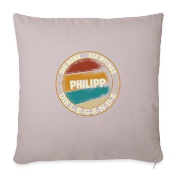 Philipp Vorname Name Geburtstag - Sofakissenbezug 45 x 45 cm - helles Taupe - Vorne