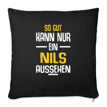 Nils Vorname Name Geburtstag - Sofakissenbezug 45 x 45 cm - Schwarz - Vorne