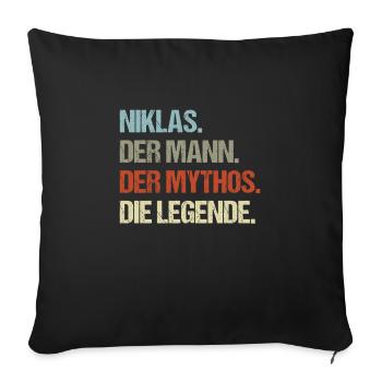 Niklas der Mann der Mythos die Legende - Sofakissenbezug 45 x 45 cm - Schwarz - Vorne
