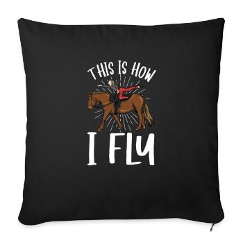 Voûte Volti Voûte Chevaux Chevaux Filles - Housse de coussin décorative 45 x 45 cm - noir - Devant