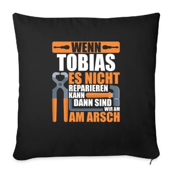 Vorname Tobias Name Geburtstag Geschenk - Sofakissenbezug 45 x 45 cm - Schwarz - Vorne