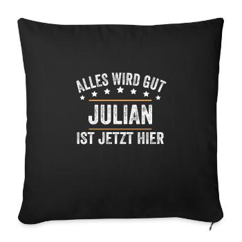 Julian Vorname Name Geburtstag - Sofakissenbezug 45 x 45 cm - Schwarz - Vorne