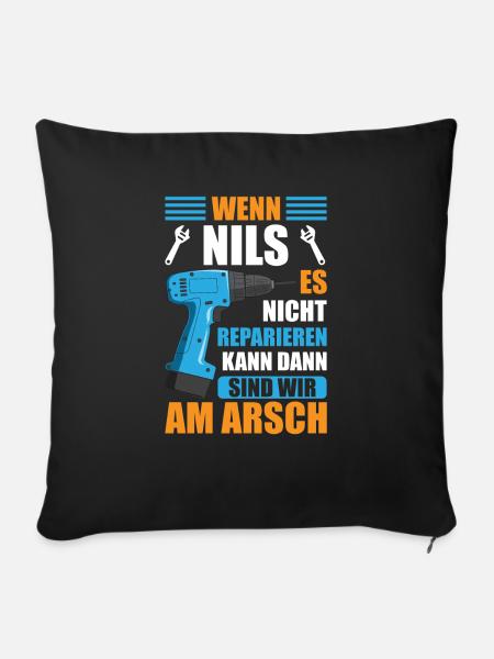 Nils Vorname Name Geburtstag Reparieren - Sofakissenbezug 45 x 45 cm - Schwarz