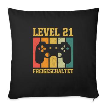 Level 21 freigeschaltet - Sofakissenbezug 45 x 45 cm - Schwarz - Vorne