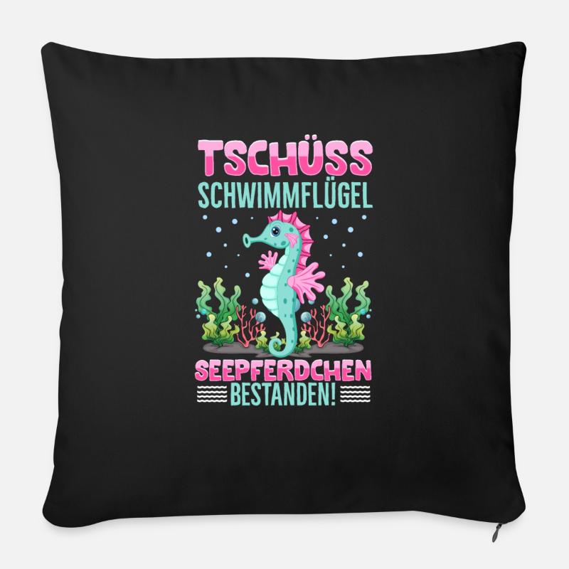 Seepferdchen bestanden - Sofakissenbezug 45 x 45 cm - Schwarz