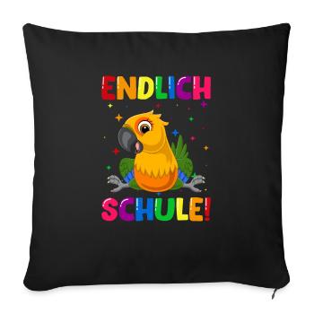 Endlich Schule Papagei 1. Klasse - Sofakissenbezug 45 x 45 cm - Schwarz - Vorne
