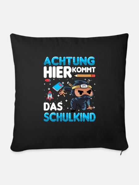 Schulkind Ninja Einschulung 1. Klasse Schule - Sofakissenbezug 45 x 45 cm - Schwarz