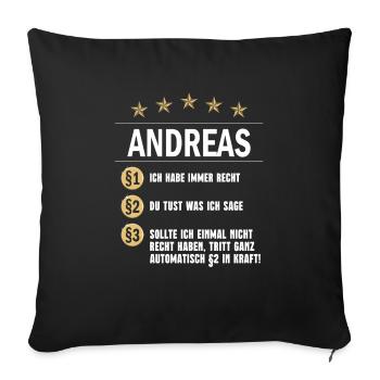 Andreas Habe immer Recht Namenstag - Sofakissenbezug 45 x 45 cm - Schwarz - Vorne
