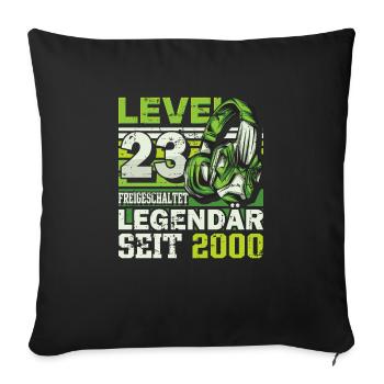 Level 23 freigeschaltet legendär seit 2000 - Sofakissenbezug 45 x 45 cm - Schwarz - Vorne