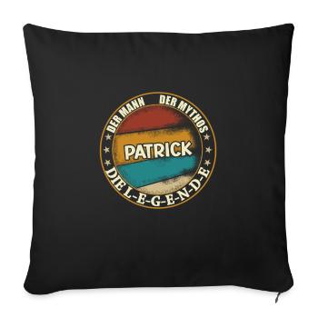 Patrick Vorname Name Geburtstag - Sofakissenbezug 45 x 45 cm - Schwarz - Vorne