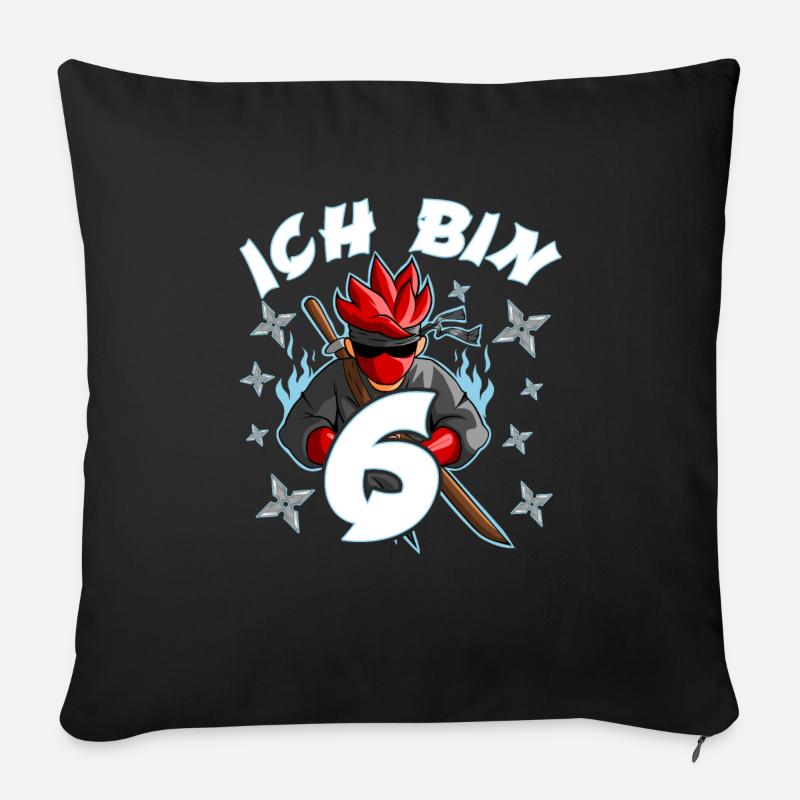 6. Kindergeburtstag Ninja - Sofakissenbezug 45 x 45 cm - Schwarz