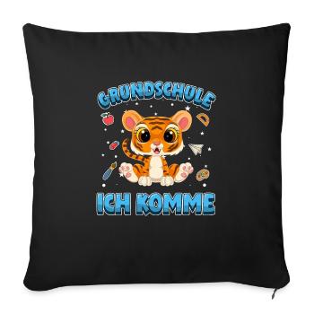 Grundschule ich komme Einschulung Tiger - Sofakissenbezug 45 x 45 cm - Schwarz - Vorne