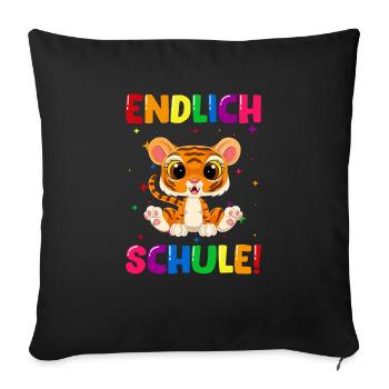 Endlich Schule Tiger 1. Klasse - Sofakissenbezug 45 x 45 cm - Schwarz - Vorne