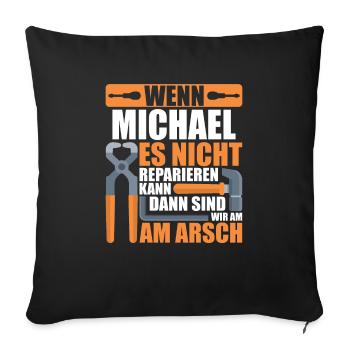 Vorname Michael Name Geburtstag Geschenk - Sofakissenbezug 45 x 45 cm - Schwarz - Vorne