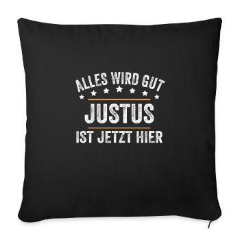 Justus Vorname Name Geburtstag - Sofakissenbezug 45 x 45 cm - Schwarz - Vorne