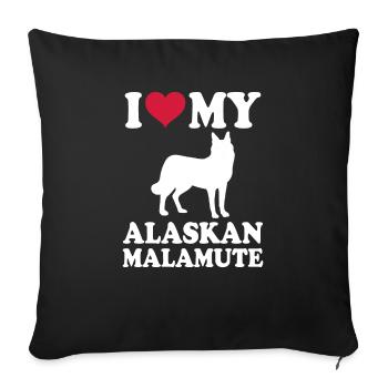 Alaska Malamute Chiens Cadeaux - Housse de coussin décorative 45 x 45 cm - noir - Devant