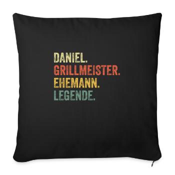 Daniel Grillmeister Ehemann Vorname Grillen - Sofakissenbezug 45 x 45 cm - Schwarz - Vorne