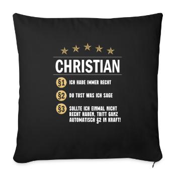 Christian Habe immer Recht Namenstag - Sofakissenbezug 45 x 45 cm - Schwarz - Vorne