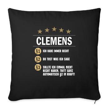 Clemens Habe immer Recht Namenstag - Sofakissenbezug 45 x 45 cm - Schwarz - Vorne