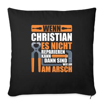 Vorname Christian Name Geburtstag Geschenk - Sofakissenbezug 45 x 45 cm - Schwarz - Vorne