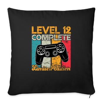 Level 12 complete Gaming Birthday - Sofa pillowcase 17,3'' x 17,3'' (45 x 45 cm) - black - Front