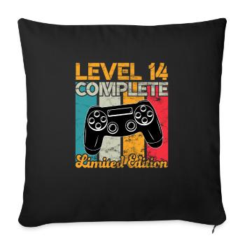 Niveau 14 complet Anniversaire de jeu - Housse de coussin décorative 45 x 45 cm - noir - Devant