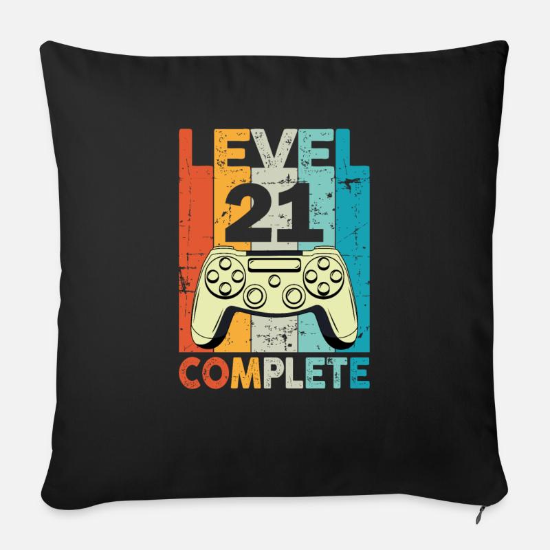 Level 21 Complete Gaming Birthday - Sofa pillowcase 17,3'' x 17,3'' (45 x 45 cm) - black