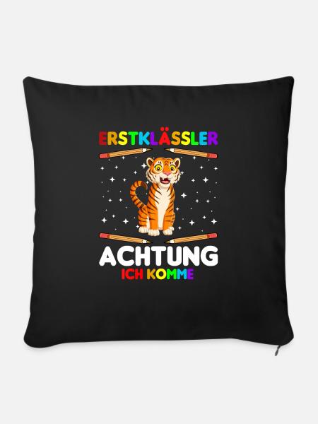 Erstklässler Achtung ich komme - Sofakissenbezug 45 x 45 cm - Schwarz