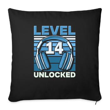 Level 14 Unlocked Gaming Birthday Gamer - Sofa pillowcase 17,3'' x 17,3'' (45 x 45 cm) - black - Front