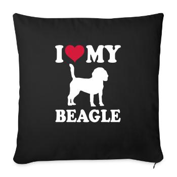 Beagle Gift Dogs - Sofa pillowcase 17,3'' x 17,3'' (45 x 45 cm) - black - Front