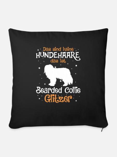 Bearded Collie Geschenk Hunde - Sofakissenbezug 45 x 45 cm - Schwarz
