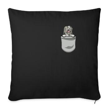 Bearded Collie Gift Chiens - Housse de coussin décorative 45 x 45 cm - noir - Devant