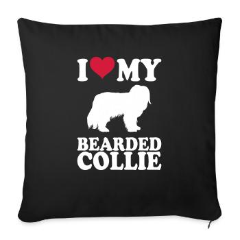 Bearded Collie Gift Chiens - Housse de coussin décorative 45 x 45 cm - noir - Devant