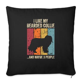 Bearded Collie Gift Chiens - Housse de coussin décorative 45 x 45 cm - noir - Devant