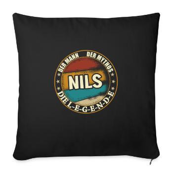 Nils Vorname Name Geburtstag - Sofakissenbezug 45 x 45 cm - Schwarz - Vorne