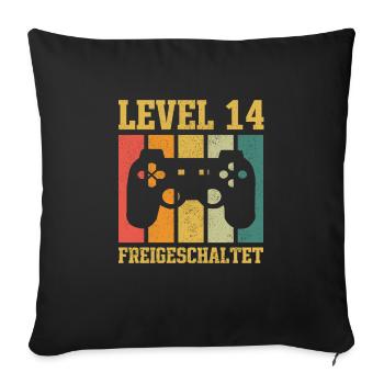 Level 14 freigeschaltet - Sofakissenbezug 45 x 45 cm - Schwarz - Vorne