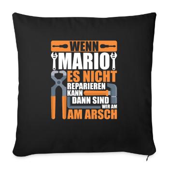 Vorname Mario Name Geburtstag Geschenk - Sofakissenbezug 45 x 45 cm - Schwarz - Vorne