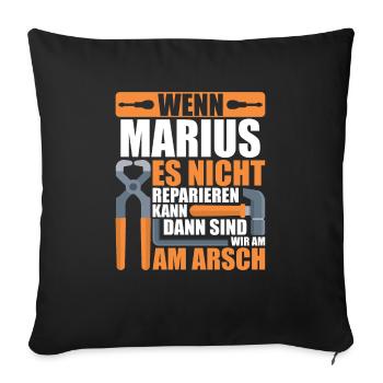 Vorname Marius Name Geburtstag Geschenk - Sofakissenbezug 45 x 45 cm - Schwarz - Vorne