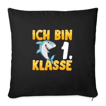 Ich bin 1. Klasse Einschulung Hai - Sofakissenbezug 45 x 45 cm - Schwarz - Vorne