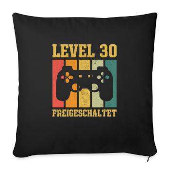 Level 30 freigeschaltet - Sofakissenbezug 45 x 45 cm - Schwarz - Vorne