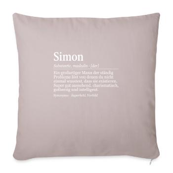 Simon Définition Nom Jour Nom Anniversaire - Housse de coussin décorative 45 x 45 cm - taupe clair - Devant