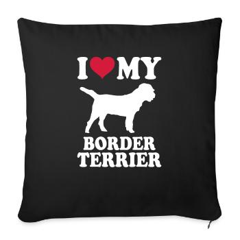 Border Terrier Cadeaux Chiens - Housse de coussin décorative 45 x 45 cm - noir - Devant