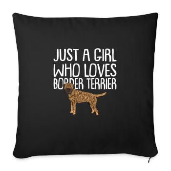 Border Terrier Cadeaux Chiens - Housse de coussin décorative 45 x 45 cm - noir - Devant