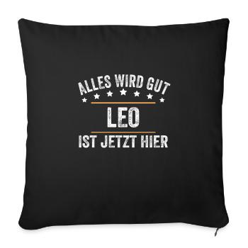 Leo Vorname Name Geburtstag - Sofakissenbezug 45 x 45 cm - Schwarz - Vorne